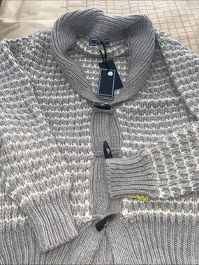 Men's Gray Fancy Chunky Shawl-Collar Cardigan Sweater NWT QUINTESSENCE
